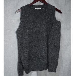 Rebecca Minkoff Gray Speckled Cold-Shoulder Knit Sweater – Size S